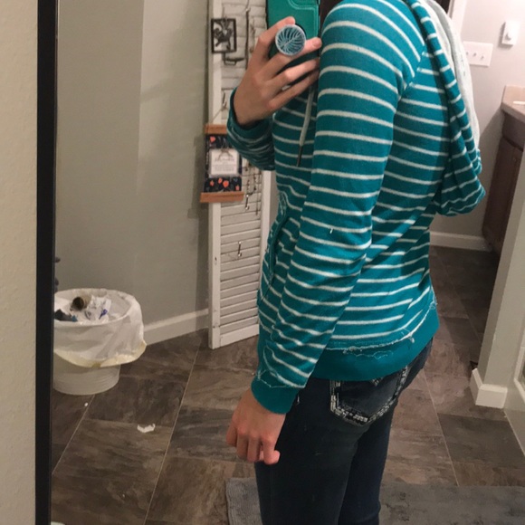 Roxy Teal Striped Sweatshirt - Picture 8 of 8